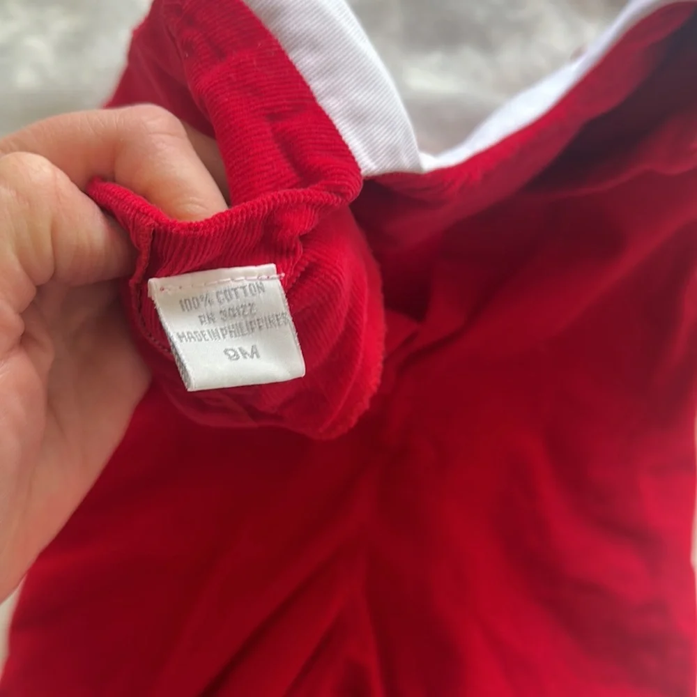 Carriage boutique sz 9 months red corduroy bibbed gingerbread embroidered outfit